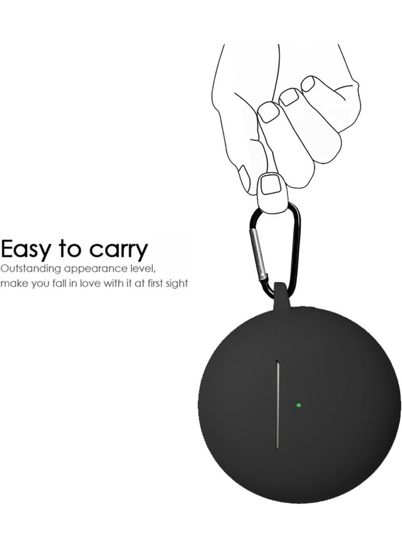 Silicone Case for Huawei FreeBuds 7i with Carabiner Hook, Shockproof Protective Cover, Solid Color (Black) - Image 5